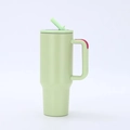 Light green 40oz insulated stainless steel tumbler with handle and matching straw - Fourth Generation 40oz Light Green / 40oz