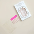 Set completo di unghie finte piedi nude francesi con lima rosa e adesivi biadesivi - Rosa Nudo Francese (XB-51-90)