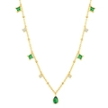 Collier Goutte d'Eau Strass Vert-Or