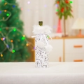 Silver sequin Christmas wine bottle cover with white plush fur and decorative pom poms - Sequin Style / Silver