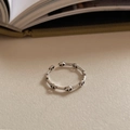 Minimalist S925 sterling silver adjustable ring with a vintage anchor link design - Anchor Chain Ring (J1589) / Antique Silver
