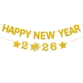 Striscione Happy New Year 2026 glitterato oro per decorazione festa di capodanno - Stile Happy New Year (J-0054-1)