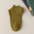 Olive green cotton blend short athletic socks for women in minimalist style - One Size / Army Green