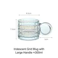 Iridescent glass mug with square grid pattern and 300ml capacity 3.3-inch diameter - Iridescent Grid Mug