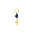 S925 silver necklace with a blue teardrop zircon and gold finish pendant for women - A3206-Blue Drop Pendant / 925 Silver