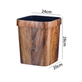 Poubelle carrée ouverte avec finition grain de bois et dimensions de taille précises - Grain de Bois Avec Anneau / 16L (24.3x20.2x28cm)