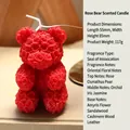 Red rose bear scented candle 55x65x85mm handmade floral fragrance creative gift - Large Rose Bear Red (Scent: Oriental Floral)