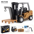 F166 RC forklift model set with alloy parts, yellow crane hook and remote accessories - RC Forklift Alloy Style (F166)