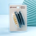 Dark green silicone scalp massager brush with beige bristles in blister packaging - PVC Box / Dark Green