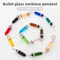 Colorful crystal bullet shape hexagonal pendants with silver metal clasps in a spiral layout - Transparent Green