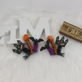 Halloween headband set featuring black and purple bats with orange pom-poms for COS party - 13# Haunted House Bat Twist Ball Hair Clips (Pair)