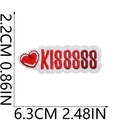Size measurement of red heart embroidered patch with KISSSSS text on white background - No.19-KISSSSS Lettering