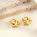 Exaggerated gold hollow star earrings with zircon inlay and sunburst engraving texture - Gold Five-pointed Star
