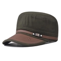 Detail of army cadet cap featuring olive canvas, brown brim and star embroidery - Adjustable / Army Green