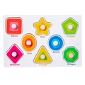 Colorful wooden peg puzzle with diverse geometric shapes including stars and polygons - Geometry Mini Peg Puzzle