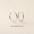 Minimalist S925 sterling silver hoop earrings with 14mm inner diameter and buckle closure - 925 Silver / 14mm Platinum Color