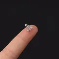Orecchino a perno in acciaio argento con zirconi a ventaglio e chiusura a vite - Ventaglio Radiante (347-4#S) / Argento