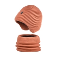 Conjunto de gorro de punto naranja y calentador de cuello con forro polar - Naranja