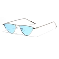 Occhiali da sole cat-eye in metallo argento con lenti a punta azzurre per donna - Montatura Argento Lente Blu