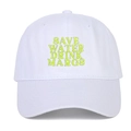 Cappellino da baseball in cotone bianco con ricamo verde Save Water Drink Margs - Bianco