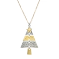 Übertriebene Weihnachtsbaum-Halskette mit gold- und silberfarbenem Stufen-Metall-Design - D1466 Silberkette Halskette