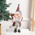 Standing Santa Claus doll in red grey plaid robe with a bell and pine cone backpack - 20cm*2.8cm / Style 5 Standing Santa