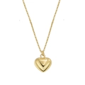 Minimalistische vergoldete Messing-Halskette mit 3D-Herzanhänger und poliertem Finish - Kupfer Vergoldet 18K / Goldene Herz Polierter Anhänger