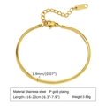 Detailed view of 1.9mm gold plated snake chain bracelet with K18 engraving and lobster clasp - BR-1303 (1.9mm Width / 16-20cm)