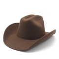 Detail of dark brown wool felt cowboy hat showing wide brim and reinforced stitching - M (56-58cm) / Coffee