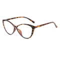 Leopard print cat-eye glasses with transparent anti-blue light lenses for women - Leopard Frame