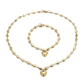 Set di gioielli in acciaio al titanio dorato con ciondoli a cuore 3D e bracciale - Stile Cuore 3D Oro (KS113576-Z) / Oro