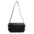 Minimalist black rectangular leather crossbody bag with adjustable strap and gold hardware - Black