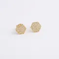 Unisex geometrische goldene sechseckige Ohrstecker mit klaren Zirkonsteinen besetzt - Gold Einfaches Hexagon