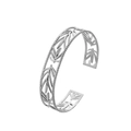 Elegant silver hollow leaf titanium steel open bracelet with beaded edge detail - Y587-2 Silver Leaf Hollow