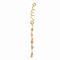 Gold spiral hair ring with multi-color natural gemstone pendant for braids - Orange Long