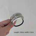 Minimalist elastic hair tie with curved silver metal accent and sleek mirror finish - 2-Layer Silver