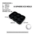 Schwarze 6-Loch Silikon Eiskugelform mit Maßen 180x127x47mm und 203,3g Gewicht - 6-Gitter Kugel / Schwarz