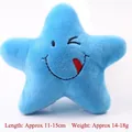 Blue star plush dog squeaky toy with embroidered smiley face, size 11-15cm - Blue Star Stick Out Tongue