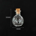 Miniature clear glass wish bottle with cork stopper, round bulb shape, 26mm x 19mm size - Transparent Concave Liquor Bottle + Cork