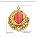 Detailed view of teardrop natural stone pendant with dimensions 18mm by 16mm - Oval Red Natural Stone (YE120)
