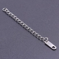 Adjustable 5cm silver metal necklace extender chain with lobster clasp and tag - S1656 Rectangular Tag / Silver