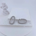 Macro shot of silver micro-paved oval crystal clasps for DIY jewelry making - Silver Large Oval Clasp