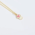 Collier champignon mignon avec pendentif en émail rose et chaîne dorée pour femme - Style Champignon Rose
