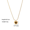 Vintage heart necklace in gold titanium steel with black center and adjustable chain - [XKN0427] Black Heart Necklace Gold