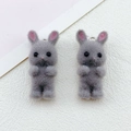 Cute grey flocked rabbit charms with pink inner ears for DIY jewelry and crafts - Grey Rabbit