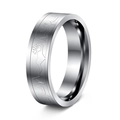 Bague minimaliste en acier inoxydable argenté avec motif d'électrocardiogramme - US 6 / Bande Homme 6mm