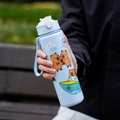 Light blue Capybara straw cup for kids with portable handle and cute cartoon design - Solid Blue