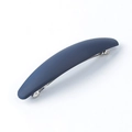 Navy blue matte horizontal spring hair clip with silver metal base for women - Matte Navy Blue