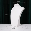 White mannequin necklace display stand in 34cm height on marble surface - White PU H-type 34cm High