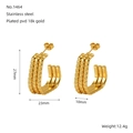 Vergoldete Edelstahl-Creolen 18K PVD dreilagige unregelmäßige lineare Ohrringe - Dreilagiges Gedrehtes Design (ZE1464G)